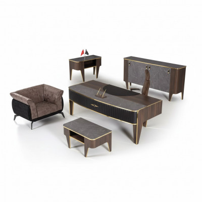 Luxe kantoorsets met 4 delen: kast, tafel, bureau, salontafel 4-delig.