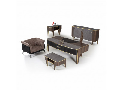 Luxe kantoorsets met 4 delen: kast, tafel, bureau, salontafel 4-delig.