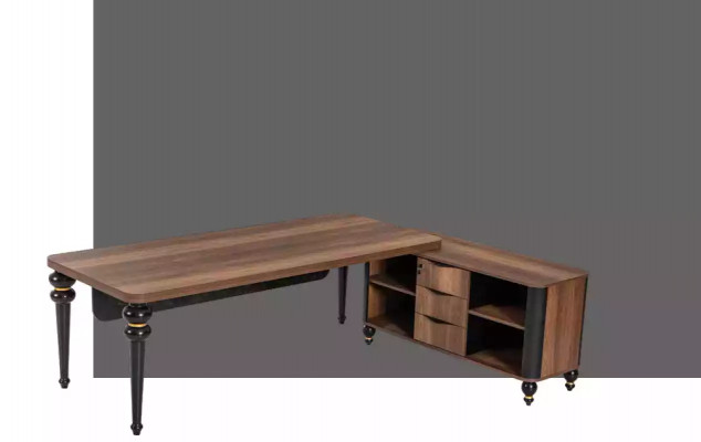Luxe kantoorset met 4 delen: kast, bureau, schrijftafel, salontafel 3-delig.