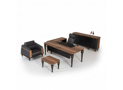 Luxe kantoorset met 4 delen: kast, bureau, schrijftafel, salontafel 3-delig.