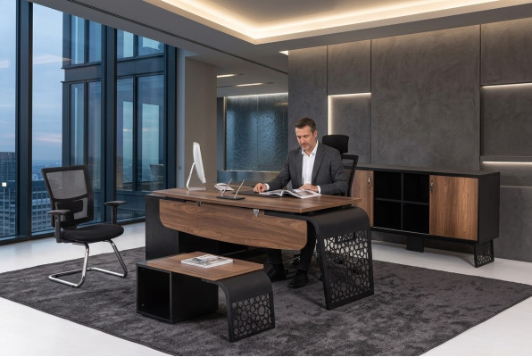 Kantoor L-vormig bureau tafels Leiderschap meubels Designer kantoormeubilair Tafel