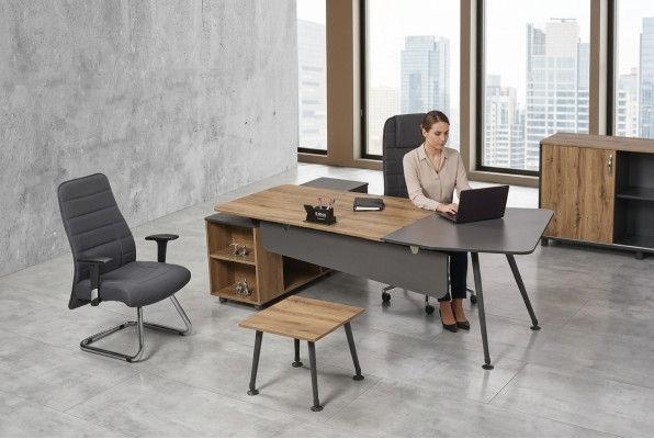 Hoekbureau Tafel Kantoor Tafels Bureaus 2-delig Meubel Directeursbureau