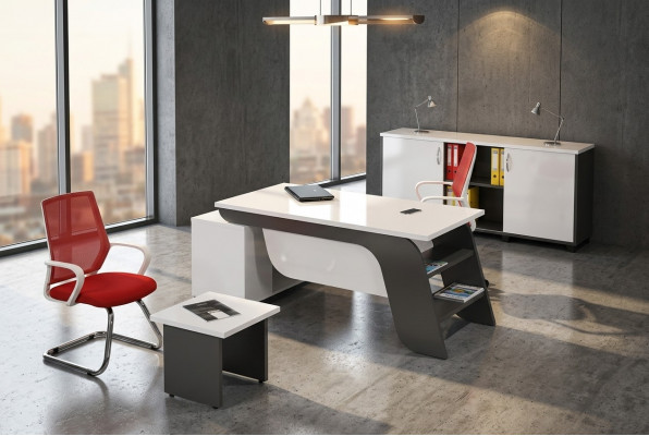 Wit kantoorset hoekbureau kantoormeubilair kast salontafel 3-delig nieuw