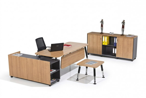 Tafel Houten meubels Kantoorset Kantoorinrichting Hoekbureau Kasten 3-delig