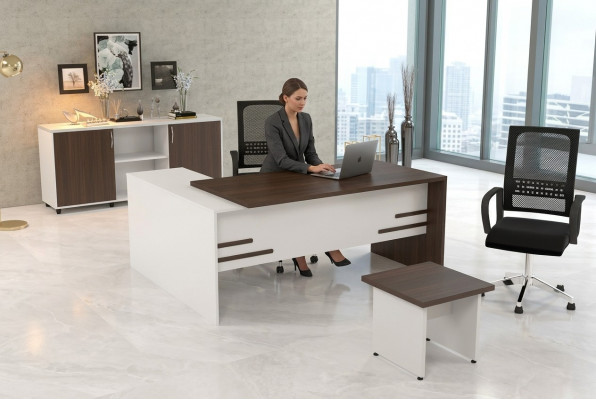 Witte kantoorset Luxe thuiskantoorinrichting Compleet set 3-delig.