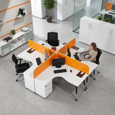 Teamwerkplek bureau 4 personen tafel balie Team bureaus