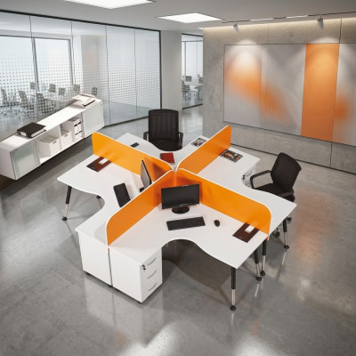 Teamwerkplek bureau 4 personen tafel balie Team bureaus