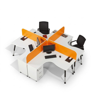 Teamwerkplek bureau 4 personen tafel balie Team bureaus