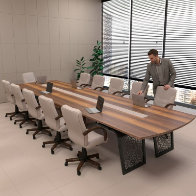 Grote houten vergadertafel kantoorinrichting vergadertafel tafels vergadering