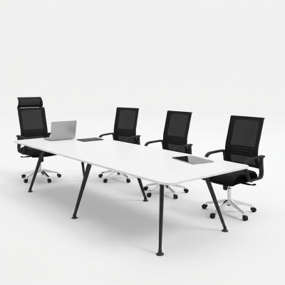 Witte vergadertafel conferentietafel thuiskantoor inrichting stijl