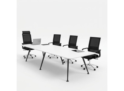 Witte vergadertafel conferentietafel thuiskantoor inrichting stijl