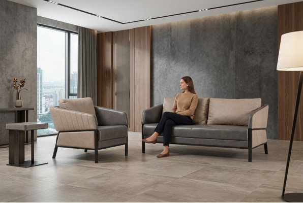 Kantoor meubel set Tweezitsbank Luxe thuiskantoor inrichtingsset
