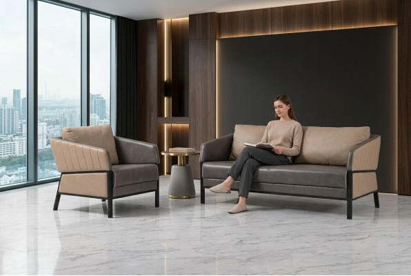 Luxe fauteuil textiel meubilair kantoor inrichting thuiskantoor gestoffeerde fauteuil
