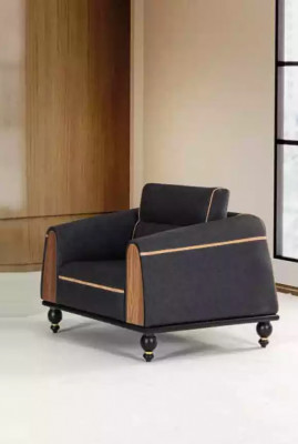 Zwarte bankstellen set moderne meubelstuk driezitter fauteuil stoffen meubels 2-delig.