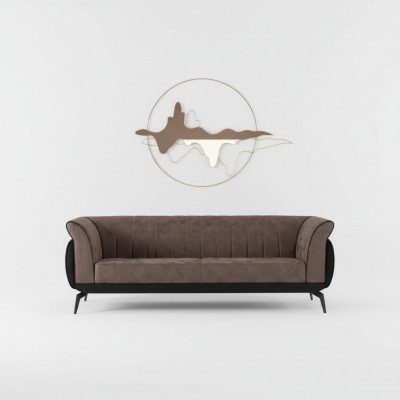Bruine driezits werkkamersofa Luxe designmeubelen kantoorbank