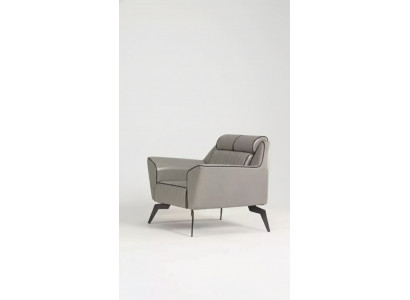 Luxe fauteuil voor op kantoor, grijs zit meubilair, nieuw gestoffeerde fauteuil