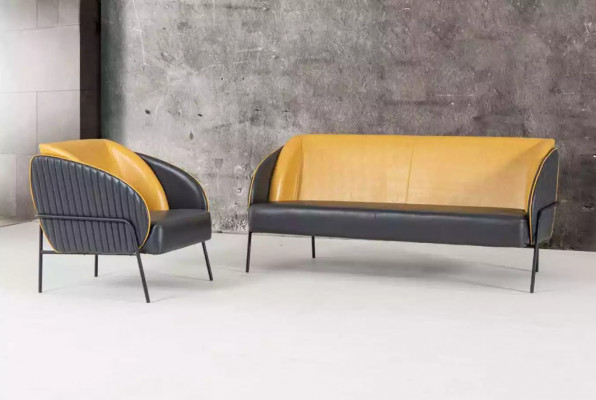 Moderne kunstlederen bank 3-zits voor kantoor met textielbekleding meubelontwerp
