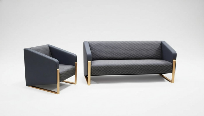 Zwarte complete banksset kantoormeubilair textiel zitbank driezits fauteuil