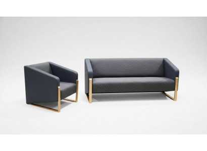 Zwarte complete banksset kantoormeubilair textiel zitbank driezits fauteuil