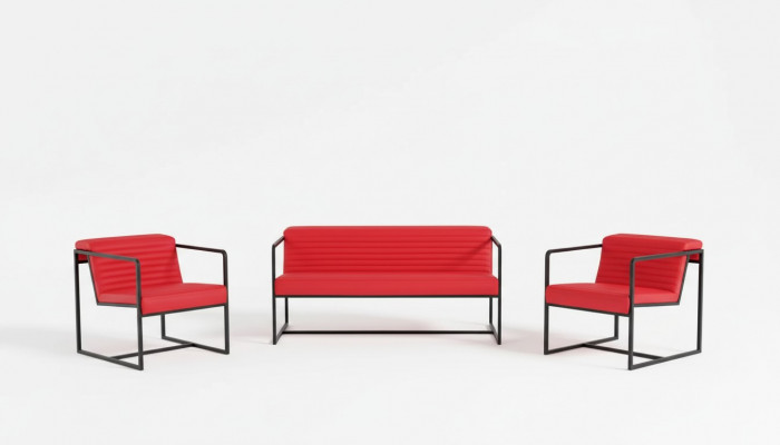 Zitbank stoffen tweezits bank fauteuil stoffering kantoorinrichting