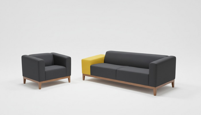 Meubels Grijze bankstel Driezitsbank Fauteuil Set Kantoor Set