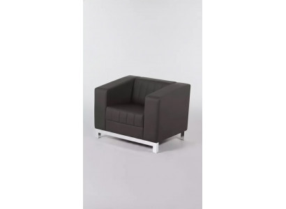 Grijze fauteuil kantoormeubilair zitbekleding gestoffeerde stoel textiel werkkamer leunstoel.
