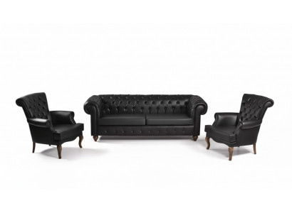 Zwarte Chesterfield bankstel Complete kantoorinrichting Moderne meubels