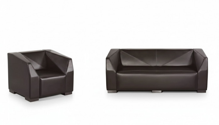 Zwarte thuiskantoor meubels bankstel driezits luxe fauteuil 2-delig