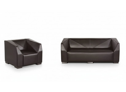 Zwarte thuiskantoor meubels bankstel driezits luxe fauteuil 2-delig