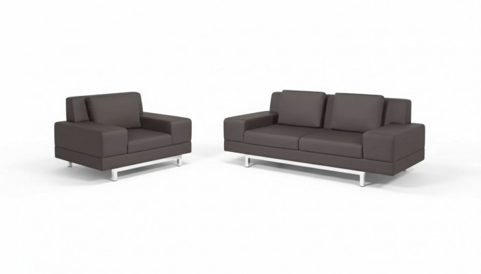 Grijze bankstel, driezitsbank, fauteuil, bankstel voor werkkamer, bankstellen.