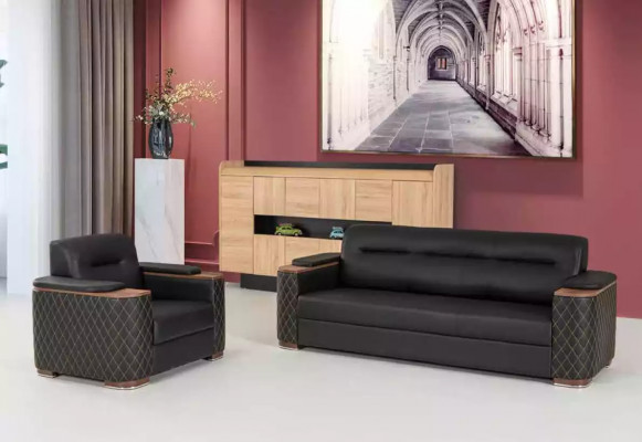 Kantoormeubelen Driepersoonsbank Zwart Luxe Gestoffeerde Bank Nieuw voor thuiskantoor