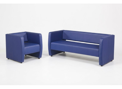 Luxueuze Blauwe Fauteuil Kantoor Meubilair Werkkamer Bekleding Textiel Stof Nieuw