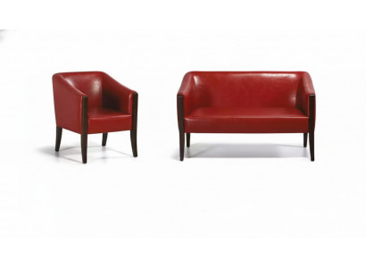 Rode bankstel Tweezits Moderne fauteuil Designer bekleding Luxe set.