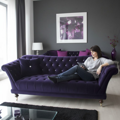 Chesterfield 3-zits Elegant Bankstellen Textiel Bank Luxe Blauwe Bank