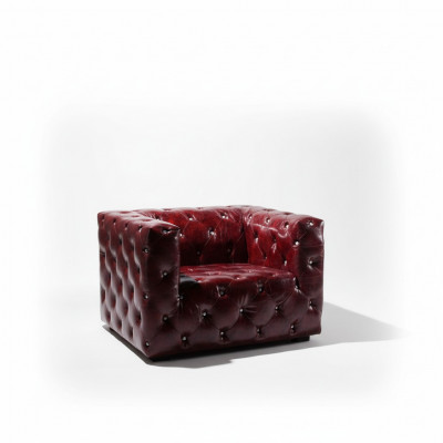 Chesterfield fauteuil leren bank luxestoel Bordeaux clubstoel Nieuw