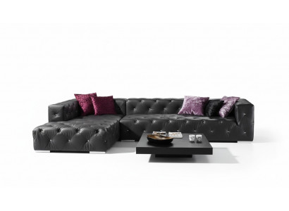 Hoekbank L-vorm Chesterfield Luxe bank Zwart Bank Leren bank