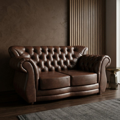 Sofa Chesterfield Luxe Bankstel 2-zits Bankstellen Bruin Leren Bankstellen