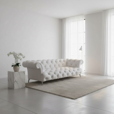 Chesterfield Bank 3-zits Luxe Bank Kunstleer Banken Wit Leren Bank