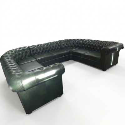 Chesterfield hoekbank U-vorm leren bank hoekbanken leren bank Modern Nieuw