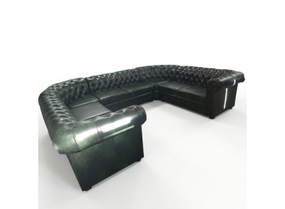 Chesterfield hoekbank U-vorm leren bank hoekbanken leren bank Modern Nieuw