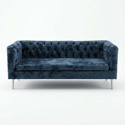 Luxe Chesterfield bankstel met 3 zitplaatsen van textiel, modern, blauw turquoise.