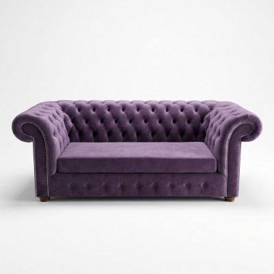 Chesterfield Sofa Driezitter Sofas Bankstel Stoffering Textiel Paars Banken Fluweel
