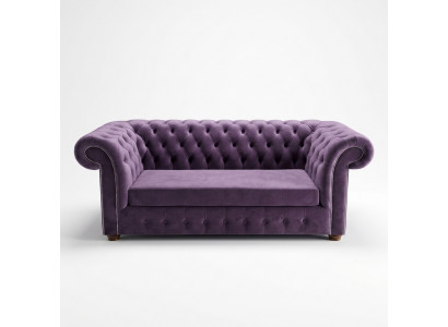 Chesterfield Sofa Driezitter Sofas Bankstel Stoffering Textiel Paars Banken Fluweel