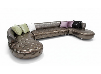 Chesterfield hoekbank U-vorm Luxe bank woonlandschap Gouden hoekbank