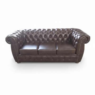 Chesterfield Bank Leren Bank Bank 3-Zits Origineel Bruin Banken