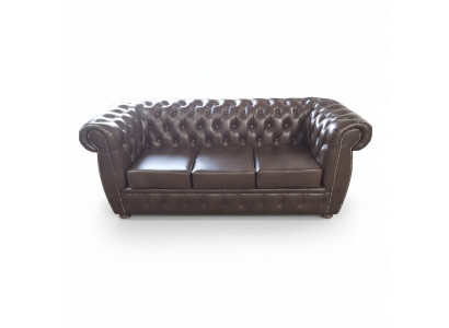 Chesterfield Bank Leren Bank Bank 3-Zits Origineel Bruin Banken