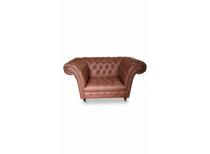 Luxe Chesterfield fauteuil lederen zitting lounge fauteuil bruin modern