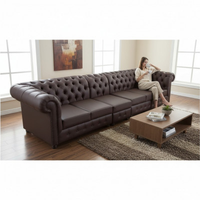 Chesterfield Grote Sofa Bankstellen Lederen Sofa XXL Grote Banken Bruin Bank 6-zits