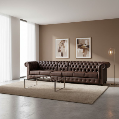 Chesterfield Grote Sofa Bankstellen Lederen Sofa XXL Grote Banken Bruin Bank 6-zits