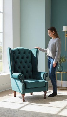Ohrensessel Chesterfield Fluweel Eenpersoons Luxe Stoel Bank Bank 
